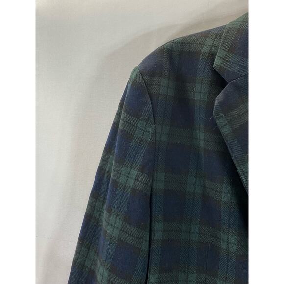 ZARA MAN Men's Green Plaid Two-Button Elbow-Patch Blazer SZ M - Picture 3 of 12